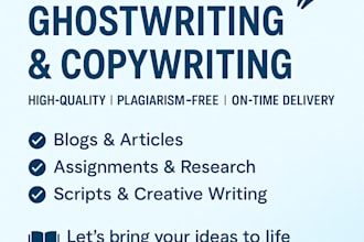 research, ghostwriting, assignments, copywriter