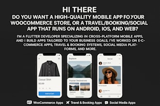 build custom flutter mobile app for travel booking and woocommerce