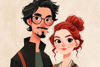 draw cute portrait, couple portrait in my style