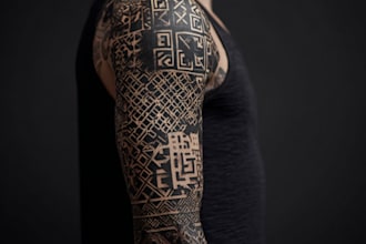 create sleeve tattoo design in geometric style