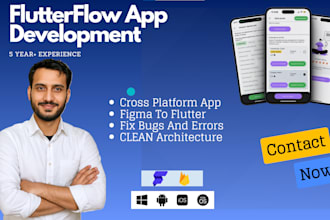 do mobile app development using flutter, flutterflow, firebase