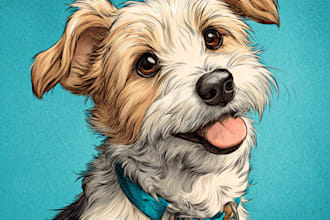 create a cartoon pet portrait from photo
