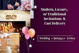 design a invitation card for wedding, birthday, or event