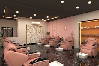 design 3d interior of commercial, office, salon, restaurant, realistic rendering
