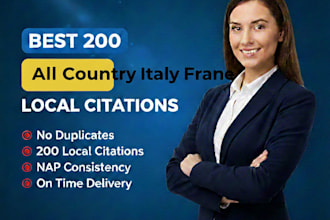 do 200 all country local citations and directories and local seo