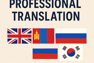 translate any document in en, mn, ru and kr