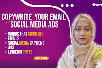 write copywriting, landing page, email copy, ad copy, linkedin copywriting