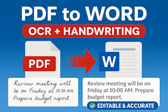convert ocr, scanned, or handwritten pdfs into editable word documents english