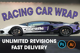 create professional racing car wrap, livery car wrap,  sports car wrap design