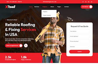 design responsive roofing website roofing landing page website