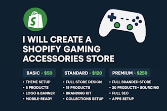 build a professional shopify gaming accessories store with premium design