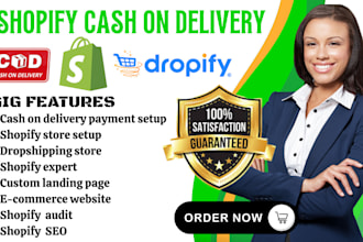setup shopify expert cash on delivery dropshipping ecommerce store landing page