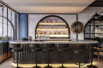 elevate 3d bistro restaurant,brewery design,pizzeria ,cgi grand ballroom, sauna