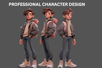 create 2d character design cartoon character and character animation for you