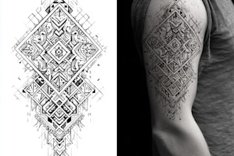 create sleeve tattoo design in geometric style