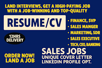 craft ats resume for sales, sales executive, finance, banking, and sdr role