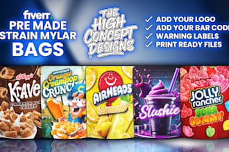 design unique strain premade mylar bag packaging labels