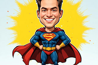 design premium superhero caricature character