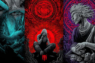 draw dark art illustration with engraving style