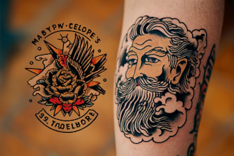 create old school tattoo in traditional tattoo style