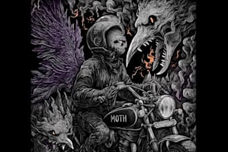 create dark art and heavy death metal illustration