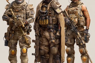 draw detailed military characters for you