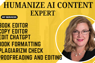 humanize ai content, paraphrase ai content editing, plagiarism check book editor