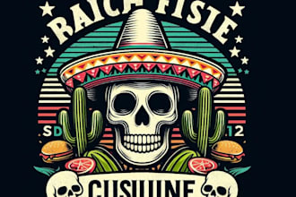 design skull mexican cactus fast food restaurant logo