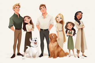 design a professional disney family portrait