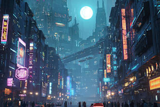 making a cyberpunk futuristic city art