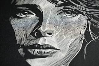 create a portrait print linocut