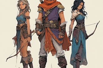 do character design for game, dnd, book or tabletop