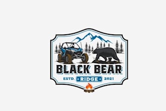 design professional black bear ridge logo