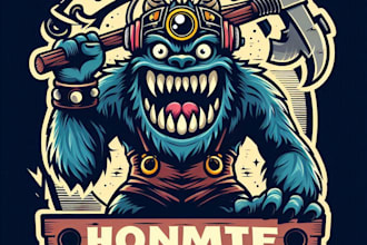 design high quality vintage monster logo with t shirt design