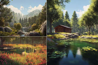 design a realistic landscape for a story or cover art
