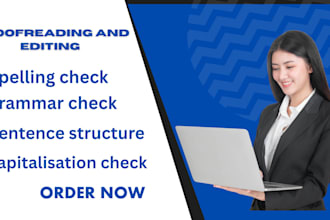 proofread, edit, grammar check and spell check english document