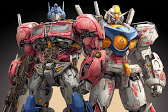 draw gundam, transformer, robot, armor, mecha
