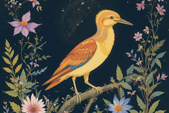 draw an animal and botanical illustration