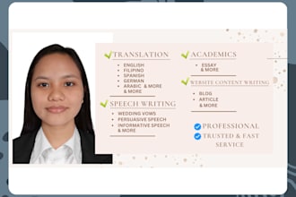 do tranlation and offer writing services