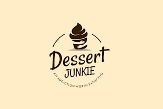 design premium dessert junkie a ice cream cake logo