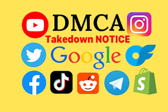 takedown remove delete mugshots, instagram,yt,tiktok,reddit,x,shopify,under dmca