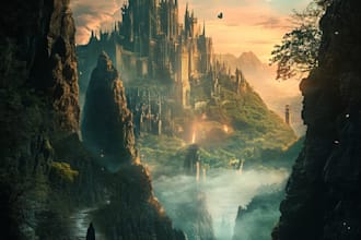 design an original  fantasy book cover illustration art