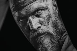 design a realism black and grey tattoo for you