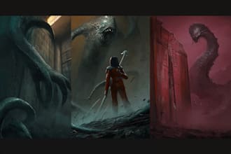 do sci fi horror and fantasy scene concept art illustrations