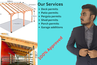 provide deck, patio,pergola and porch drawing set for permit