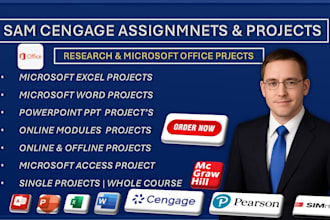 do microsoft office, sam cengage, word, excel, and access projects