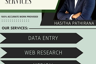 data entry, web researching, medical, lead generation