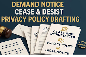draft custom cease desist letter contract demand legal notice privacy policy