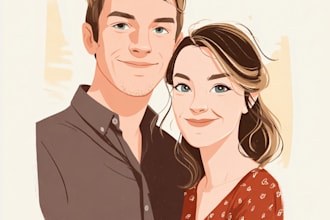 draw you anime couple art portrait