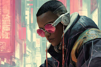 design your character as a futuristic cyberpunk portrait
